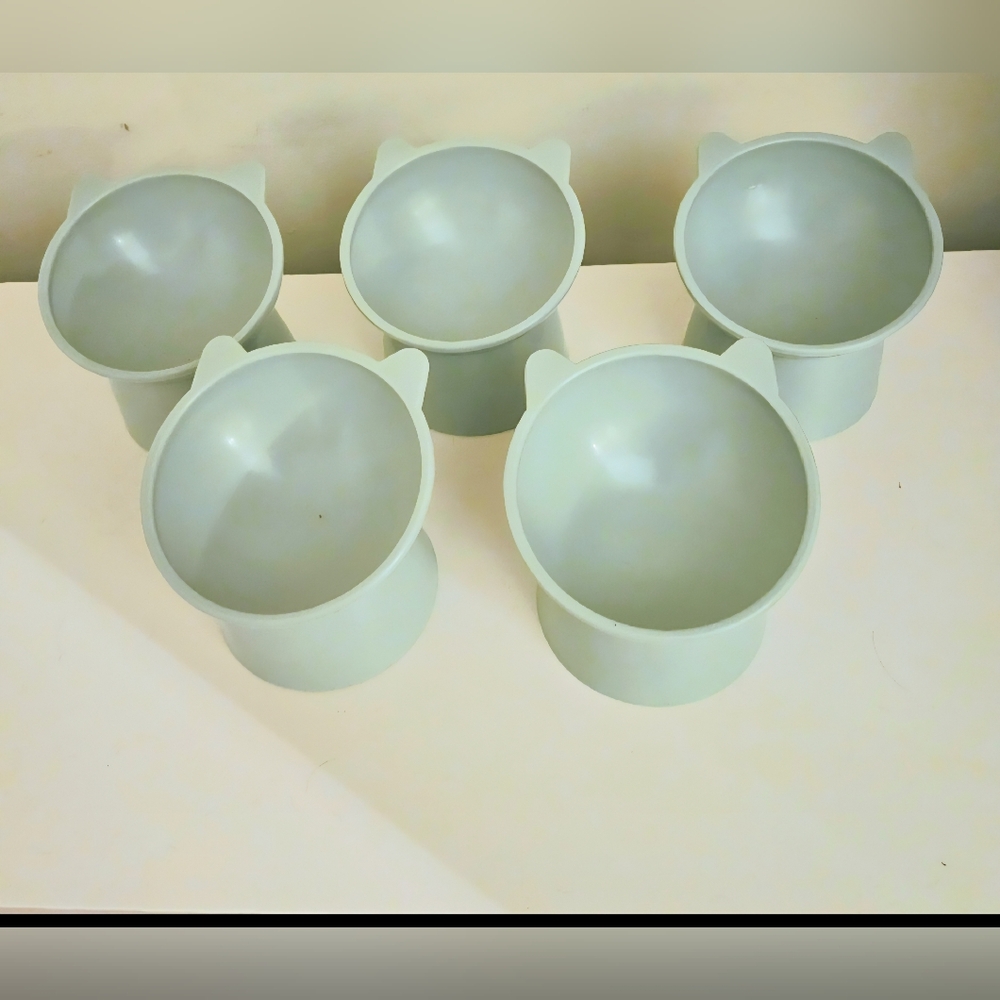 Set of 5 Raised Cat Bowls - Picture 2 of 2